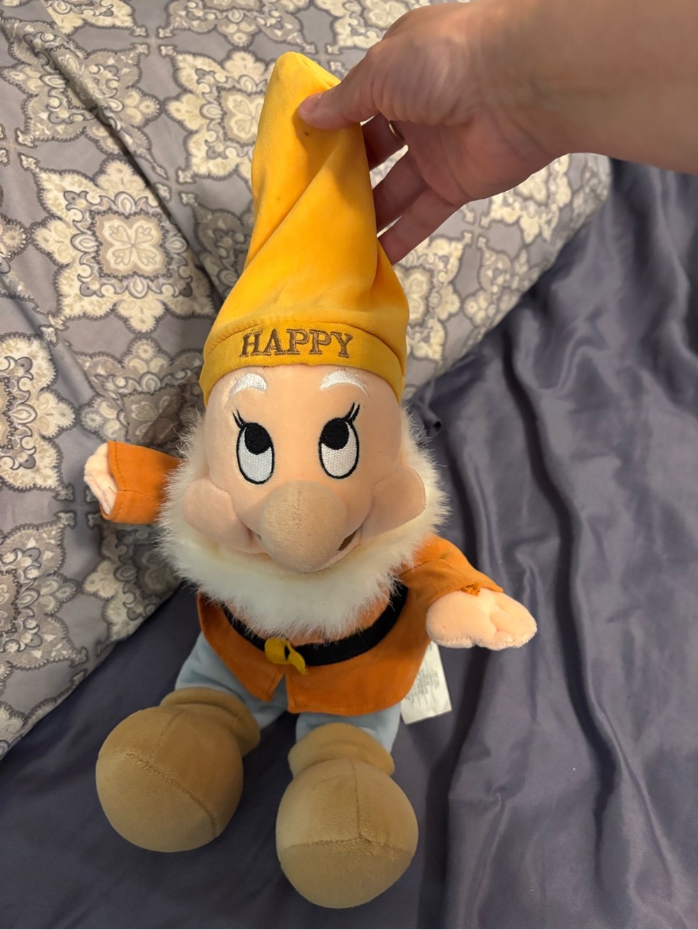 Happy Plush Dwarf Kids Costume Accessory - Yellow Hat, Orange Outfit